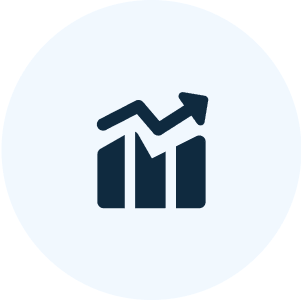 Graph icon with upward arrow trend.