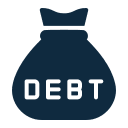 Money bag icon labeled "Debt".
